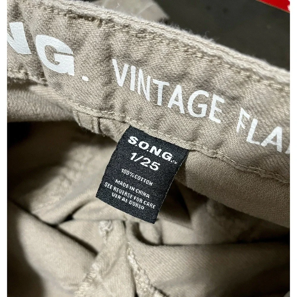 Khaki Flares Size 1 Vintage Denim Flares 24X30 S.O.N.G Jeans 90s‎ 287